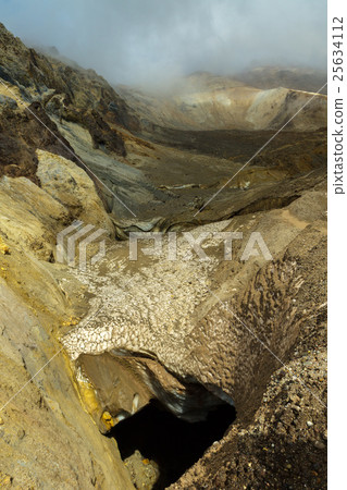 Glaciers on slopes of the active volcano Mutnovsky 25634112