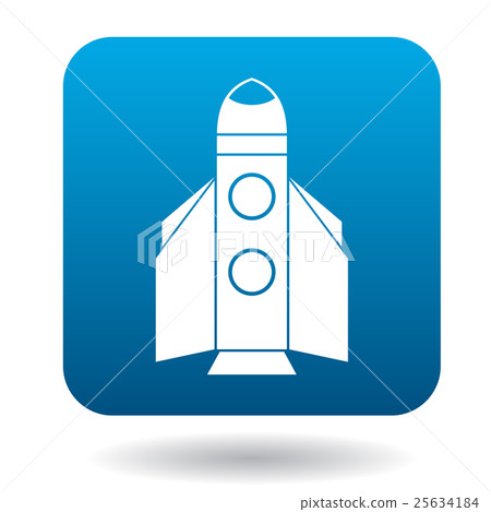 Space shuttle rocket launch icon, flat style 25634184