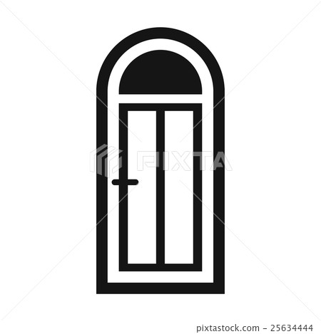 Arched wooden door with glass icon Arched wooden door with glass icon 25634444