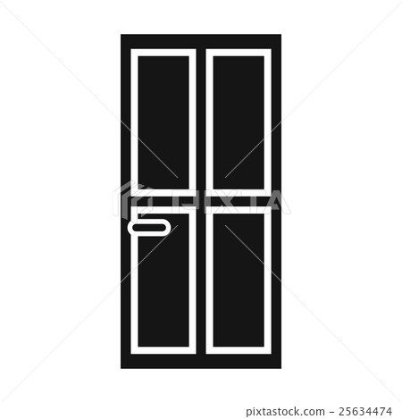 Closed wooden door icon, simple style 25634474
