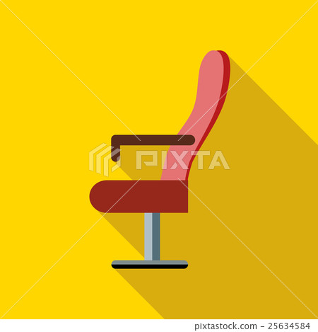 Red cinema armchair icon, flat style 25634584