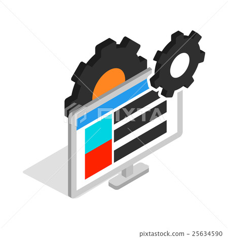 Gears and computer monitor icon isometric 3d style Gears and computer monitor icon isometric 3d style 25634590