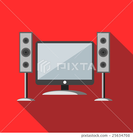 Home cinema with sound speakers icon Home cinema with sound speakers icon 25634708