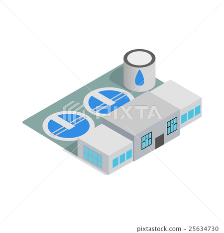 Water treatment building icon, isometric 3d style Water treatment building icon, isometric 3d style 25634730