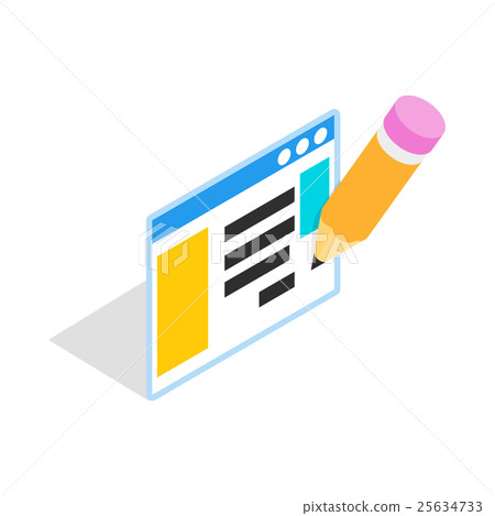 Document with pencil icon, isometric 3d style - Stock Illustration ...