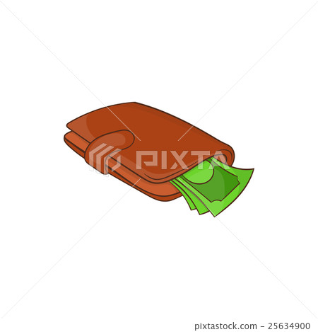 Purse with money icon, cartoon style 25634900