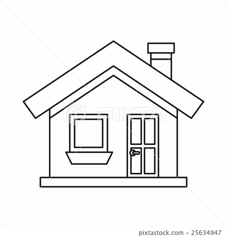 Cottage with a chimney icon, outline style Cottage with a chimney icon, outline style 25634947