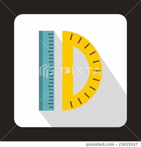 Ruler and protractor icon, flat style Ruler and protractor icon, flat style 25635037