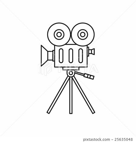 Retro cinema camera icon, outline style 25635048