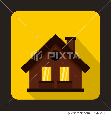 Small brown cottage icon, flat style Small brown cottage icon, flat style 25635050