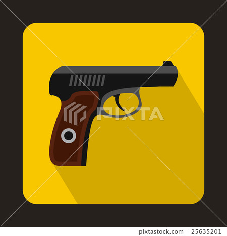 Pistol military weapon icon, flat style - Stock Illustration [25635201 ...