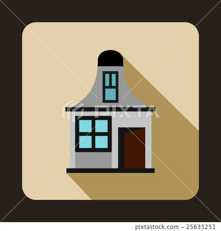 Gray cottage icon in flat style - Stock Illustration [25635251] - PIXTA