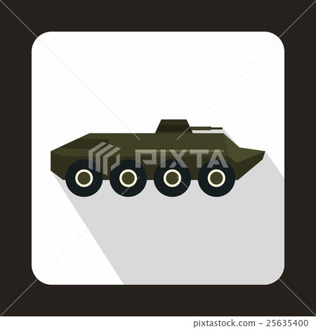Armored troop-carrier icon, flat style Armored troop-carrier icon, flat style 25635400