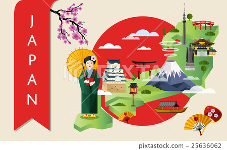 Japan travel concept with famous attractions. 25636062