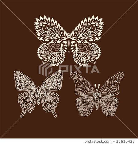 Henna tattoo flower and butterfly template. Mehndi style. Set of ornamental  patterns in the oriental style. Stock Vector | Adobe Stock