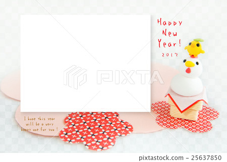 Chicken Kagami rice cake photo frame New Year's card Chicken Kagami rice cake photo frame New Year's card 25637850