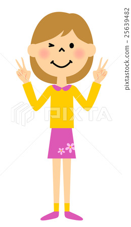 Peace sign girl - Stock Illustration [25639482] - PIXTA