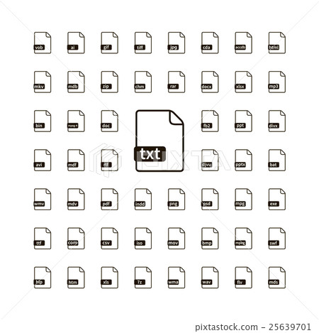 Large set of simple black file icons with most Large set of simple black file icons with most 25639701
