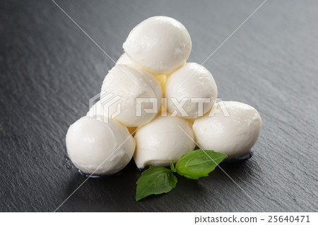 mozzarella balls on slate board mozzarella balls on slate board 25640471