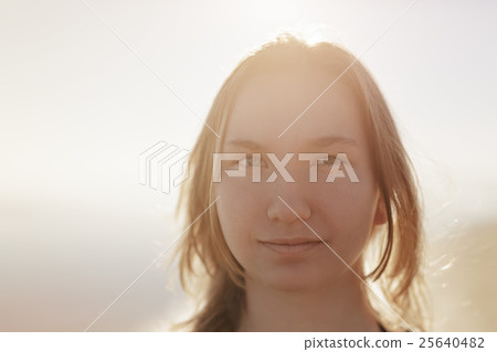 portrait of happy teen girl on beach 25640482