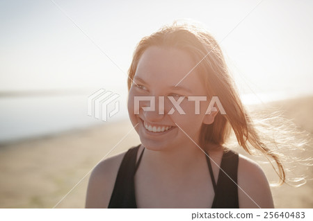 portrait of happy teen girl on beach portrait of happy teen girl on beach 25640483
