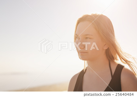 portrait of happy teen girl on beach portrait of happy teen girl on beach 25640484