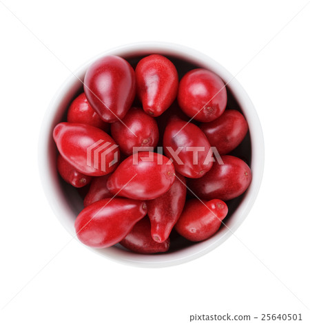 fresh bogwood berries in white bowl from above isolated on white fresh bogwood berries in white bowl from above isolated on white 25640501