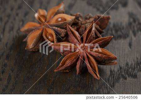 anise stars on old oak table close up photo anise stars on old oak table close up photo 25640506