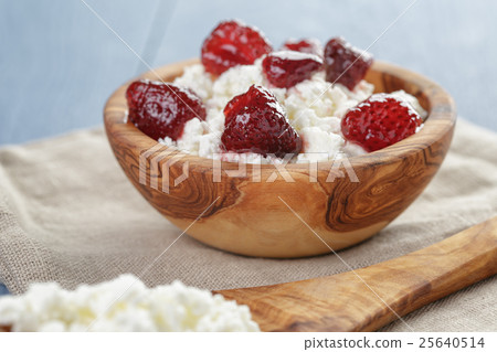 cottage cheese with preserved strawberry cottage cheese with preserved strawberry 25640514