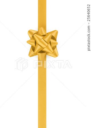 yellow ribbon with gift bow isolated on white 25640652