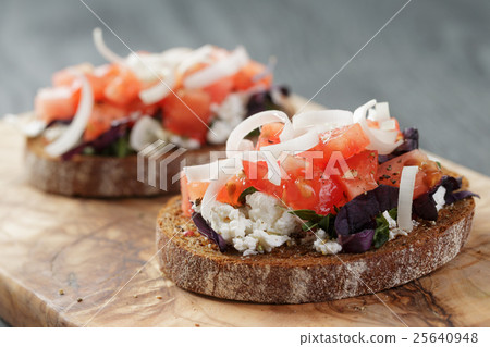 rye sandwich or bruschetta with ricotta, herbs and rye sandwich or bruschetta with ricotta, herbs and 25640948