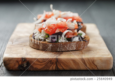 rye sandwich or bruschetta with ricotta, herbs and rye sandwich or bruschetta with ricotta, herbs and 25640949