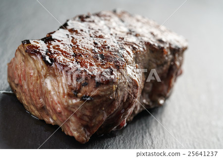 beef steak from entrecote part on slate board 25641237