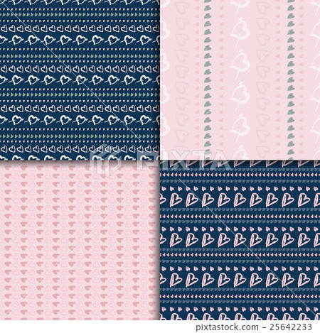 Doodle seamless pattern set with hearts Doodle seamless pattern set with hearts 25642233
