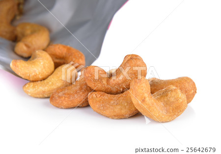 salted cashew nut on white background 25642679