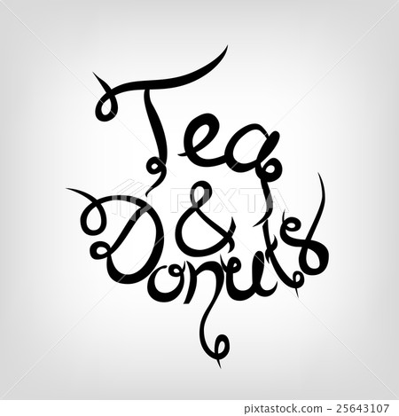 Vector Hand-drawn Lettering. Coffee and donuts. Vector Hand-drawn Lettering. Coffee and donuts. 25643107