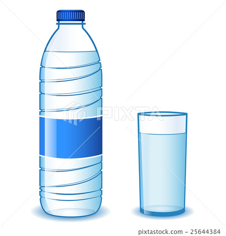 插图素材: bottle and water glass