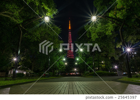東京鐵塔和晚上風景和東京中心夜視圖 東京鐵塔和晚上風景和東京中心夜視圖 25645397