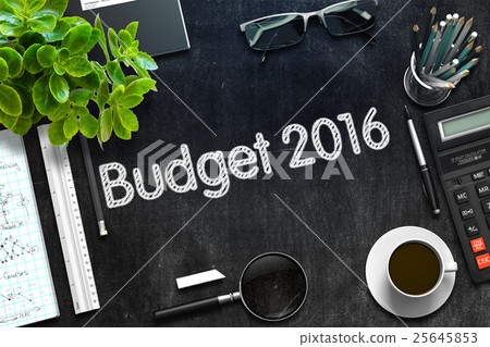 Black Chalkboard with Budget 2016 Concept. 3D 25645853