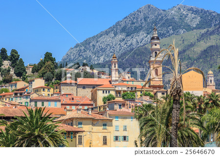 Menton view with mountain and church 25646670