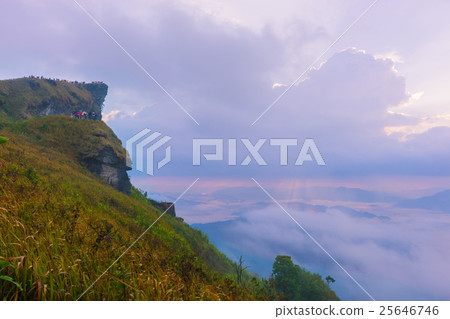 Sunrise scene with the peak of mountain  25646746