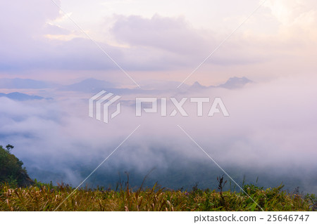 Sunrise scene with the peak of mountain Sunrise scene with the peak of mountain 25646747