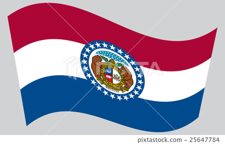 Flag of Missouri waving on gray background Flag of Missouri waving on gray background 25647784