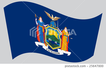 Flag of New York state waving on gray background Flag of New York state waving on gray background 25647800