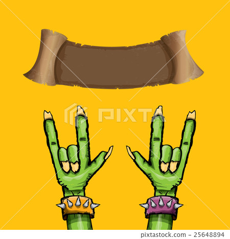 Zombie hand shows rock n roll gesture 25648894