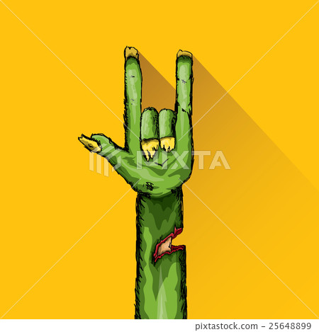 Zombie hand shows rock n roll gesture 25648899