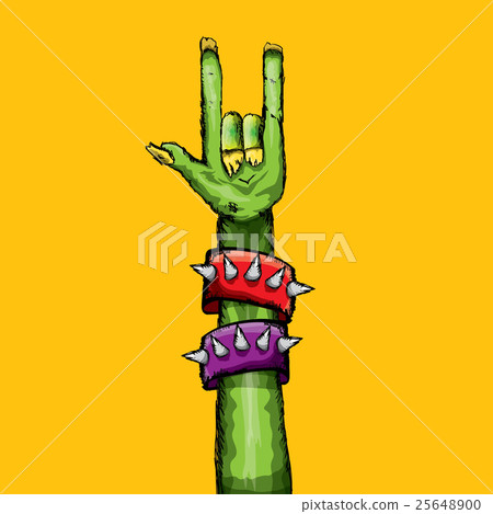 Zombie hand shows rock n roll gesture Zombie hand shows rock n roll gesture 25648900