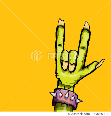 Zombie hand shows rock n roll gesture Zombie hand shows rock n roll gesture 25648902