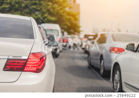 traffic jam with row of cars 25649122