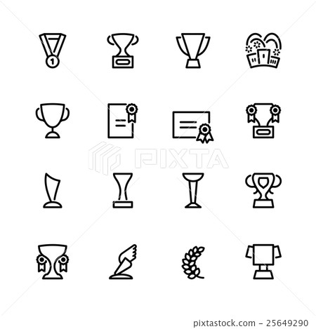 Sixteen flat design black outline sport icons Sixteen flat design black outline sport icons 25649290